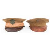 WWI US AEF INFANTRY ENLISTED & OFFICER VISOR CAPS