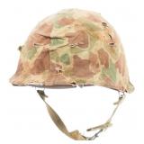 WWII USMC M1 COMBAT HELMET & FROGSKIN CAMO COVER