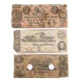 CIVIL WAR CSA $5, $1 & NEW YORK $2 BANK NOTES