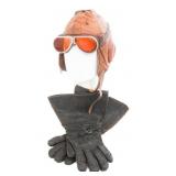 WWI US PILOT 1-A FLIGHT HELMET, GOGGLES & GLOVES