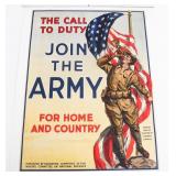 WWI US ARMY 'THE CALL TO DUTY' RECRUITING POSTER