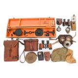 WWI US & FRENCH MAP CASE, GAS MASK & FIELD GEAR