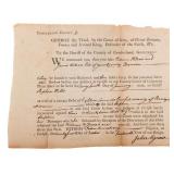 1775 COLONIAL PENNSYLVANIA COUNTY SHERIFF SUMMONS