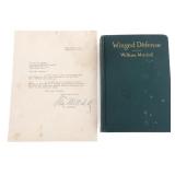 GENERAL MITCHELL 'WINGED DEFENSE' BOOK & LETTER