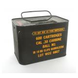 SEALED CAN 30 CARBINE AMMUNITION - 600 ROUNDS