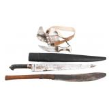 19th - 20th C. JAMBIYA, PESH KABZ & TRIBAL MACHETE