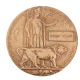 1916 KIA BRITISH PRIVATE DEATH BRONZE TABLE MEDAL