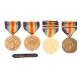 WWI US AEF NAMED VICTORY MEDALS & MARKSMAN BAR
