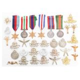 WWII BRITISH MILITARY MEDALS & COMMONWEALTH BADGES