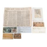 CIVIL WAR US & CSA CURRENCY, NEWSPAPER, & STAMP