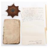 CIVIL WAR CSA 7th VA CAV TINTYPE BADGE & DIARY