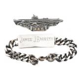 WWII US NAVY SUB PATROL KIA NAMED BADGE & BRACELET