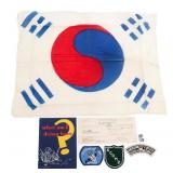 KOREAN WAR US ARMED FORCES PATCHES, FLAG, & PIN
