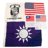 WWII USAAF 5th BOMB GROUP, BLOOD CHIT & FLAGS