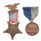 CIVIL WAR NAMED USN SERVICE MEDAL & GAR BADGE