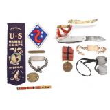 WWII US GUADALCANAL & PARRIS ISLAND BAND INSIGNIA