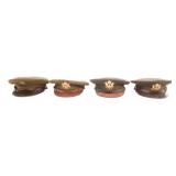 WWII US ARMY OFFICER & ENLISTED VISOR CAPS