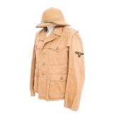 WWII GERMAN SS SAHARIANA TROPICAL TUNIC & HELMET