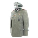 WWII GERMAN ARMY OFFICIAL M36 TUNIC & VISOR CAP