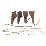 WWI US ARMY PISTOL, REVOLVER HOLSTERS & LANYARDS