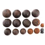 19th C. IRON GRAPESHOT AND MUSKET BALLS