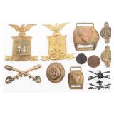 INDIAN WARS - SPAN-AM WAR US BADGES, BUCKLES & PIN