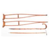 WWI MEDICAL CRUTCHES & GERMAN WALKING STICKS