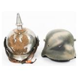 REENACTOR WWI GERMAN M17 HELMET & PICKELHAUBE