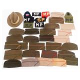WWII US ARMY GARRISON CAPS & MP ARMBANDS