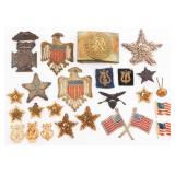 19th C. US ARMY EMBROIDERED PATCHES & PINS
