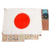 WWII IMPERIAL JAPANESE PAPER GOODS, FLAG & BOX