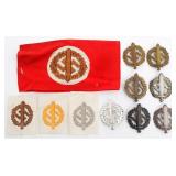 WWII GERMAN SA ARMBAND, PATCHES & SPORT BADGES