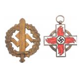 WWII GERMAN FIRE BRIGADE 2nd CLASS CROSS & BADGE