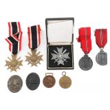 WWII GERMAN WAR MERIT CROSS, WOUND BADGES & MEDALS
