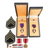 WWII US ARMY NAMED PURPLE HEART MEDALS