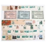 WWII GERMAN REICHSMARK STOCK CERTS & POSTCARDS