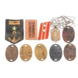 WWII JAPANESE ARMY & NAVY INSIGNIA & DOG TAGS