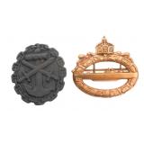 IMPERIAL GERMAN U BOAT & NAVAL WOUND BADGES