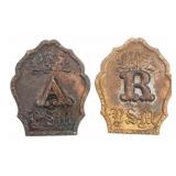CIVIL WAR PENNSYLVANIA FIRE ZOUAVES CAP BADGES
