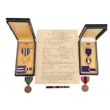 WWII US ARMY WIA NAMED PURPLE HEART & SILVER STAR