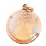 BRITISH NAVY 9K GOLD HMS VICTORY PENDANT