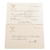 WWII HILTER CHRISTMAS CARD & DINNER INVITATION