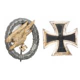 REENACTOR WWII GERMAN FALLSCHIRM & CROSS BADGE