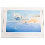 'GET THE CARRIERS' CERNUDA PILOT SIGNED LITHOGRAPH