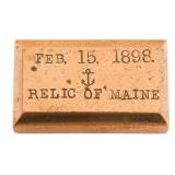SPAN-AM WAR US NAVY USS MAINE BRONZE INGOT