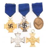 WWII GERMAN RAD, POLICE & FAITHFUL SERVICE MEDALS