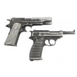 WWII CAST ALUMINUM TRAINING P38 & 1911 PISTOLS