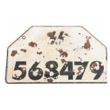 WWII GERMAN SS MARKED LICENSE PLATE