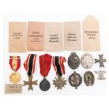 WWII GERMAN MERIT CROSS, BADGES, AND MEDALS