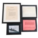 WWII USN MESSAGES & SIGNED USS INDIANAPOLIS PHOTO